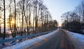 Snowy road, Poland Royalty Free Stock Photo