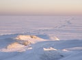 Snowy road to the horizon Royalty Free Stock Photo