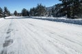 Snowy road in winter