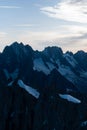 Snowy Rocky Mountain in Alps in sunny day