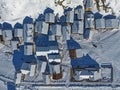 Snowy roofs in an alpine village