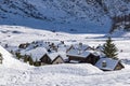 Snowy roofs in an alpine village