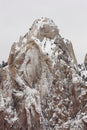 Snowy sandstone mountain peak in Zion Nat. park, Utah, USA