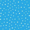 Snowy seamless patern. White dot snowflakes on blue background. Snow and Christmas theme. Abstract backround Royalty Free Stock Photo
