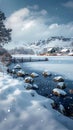 Snowy serenity Beautiful winter scene captivates with tranquil ambiance