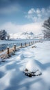 Snowy serenity Beautiful winter scene captivates with tranquil ambiance