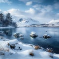 Snowy serenity Beautiful winter scene captivates with tranquil ambiance