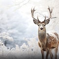 Snowy serenity a deer in a tranquil winter snowscape