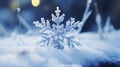 Snowy Serenity: Macro Shot of a Beautiful Snowflake - Ai Generated