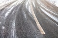 Snowy slippery road in winter