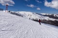 Snowy slope in 3-5 Pigadia ski center, Naoussa, Greece Royalty Free Stock Photo