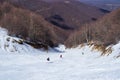 Snowy slope in 3-5 Pigadia ski center, Naoussa, Greece Royalty Free Stock Photo