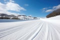 snowy slope prepared for ski competition Royalty Free Stock Photo