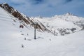 Snowy slopes in ski resort Gudauri, Georgia. Caucasus Mountains Royalty Free Stock Photo