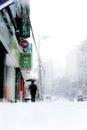 Snowy South Korean streetscape Royalty Free Stock Photo