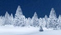 Snowy spruce forest at winter night Royalty Free Stock Photo