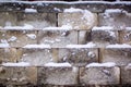 Snowy stone wall on a cold winter day Royalty Free Stock Photo