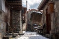 Snowy street in mountainous village of Askas. Nicosia District, Cyprus