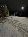 Snowy street in the night sity