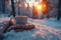 Snowy sunrise rituals Cozy blankets, hot drinks, and winter warmth