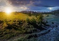 Snowy tops of carpathians in springtime Royalty Free Stock Photo