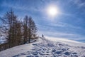 Snowy trail in the alps of Valsassina Royalty Free Stock Photo