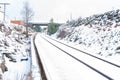 Snowy train tracks Royalty Free Stock Photo