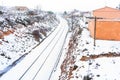 Snowy train tracks Royalty Free Stock Photo
