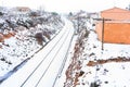 Snowy train tracks