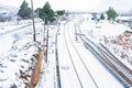 Snowy train tracks