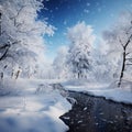 Snowy tranquility Winter forest landscape with frozen trees Royalty Free Stock Photo