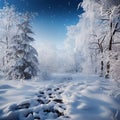 Snowy tranquility Winter forest landscape with frozen trees Royalty Free Stock Photo