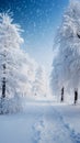Snowy tranquility Winter forest landscape with frozen trees Royalty Free Stock Photo