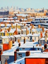 Snowy Urban Roofs Of London, A City With Many Roofs Covered In Snow