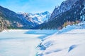 Snowy valley in Dachstein Alps, Gosau, Austria Royalty Free Stock Photo