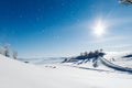 Snowy valley at the top of the mountain