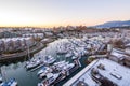 Snowy view of Granville Island in Vancouver Royalty Free Stock Photo