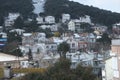 Snowy view of Heybeliada Halki, one of the islands of Istanbul, known as the Princes` Islands