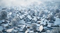 Snowy Village With Houses and Trees