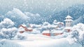 Snowy Village Scene Under Winter Snowfall Royalty Free Stock Photo