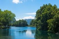 The snowy Villarrica Volcano from the Pullinque lagoon, in the Chilean Patagonia, Los Rios region. Chile Royalty Free Stock Photo