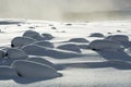 Snowy volcanic rocks in south Iceland