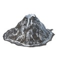 Snowy volcano on an isolated white background .3d illustration, rendering