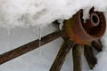 Snowy Wagon Wheel Royalty Free Stock Photo