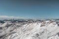 Snowy white Alpine mountain range in summer time on Zugspitze, top of Germany Royalty Free Stock Photo