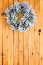 Snowy white frosted Christmas wreath