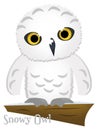 Snowy White Owl Illustration With Clipping Path Isolated On White BAckground