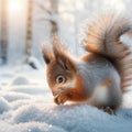 Snowy Wildlife Encounter: Curious Squirrel Amidst Winter Royalty Free Stock Photo