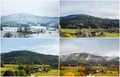 Four seasons of year in European climate in southern Germany as nature concept -winter, spring, summer, autumn.