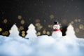 Snowy winter christmas decoration with snowman Royalty Free Stock Photo
